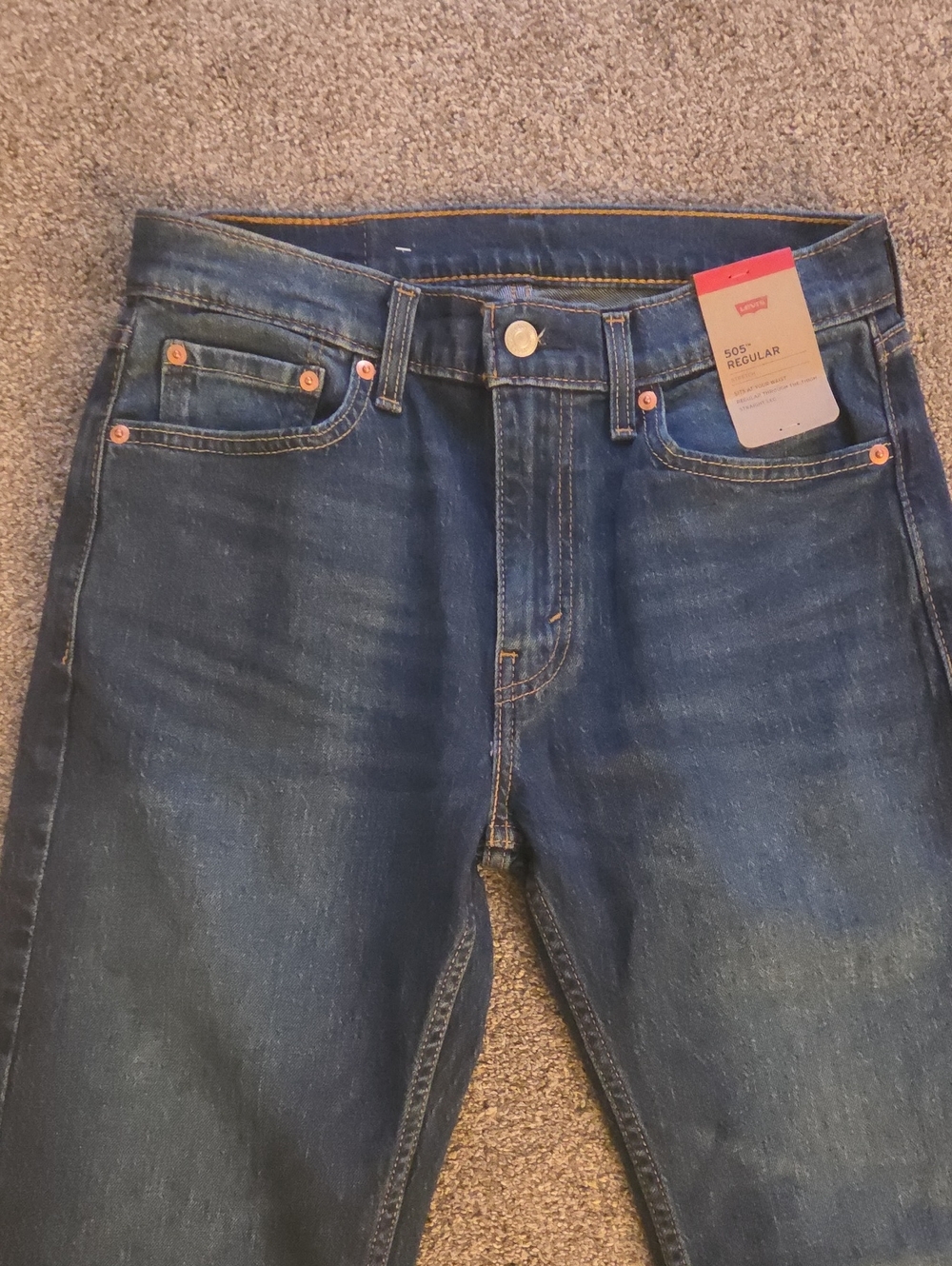 Levi Mens 505 Regular Straight Dark Wash Jeans Size 30x29 NWT - Picture 3 of 7